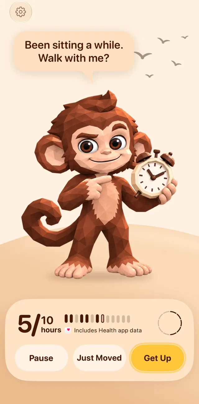 A reminder: the monkey holds up an alarm clock and asks you to get up
